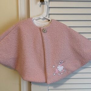 Adorable Pink Kids Cape with Embroidery